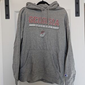 Champion Gray Georgia Bulldogs Pullover Hoodie with Red Logo